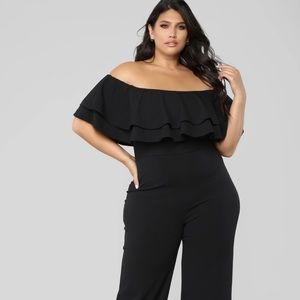 Fashion Nova Ready to Ruffle off Shoulder Jumpsuit
